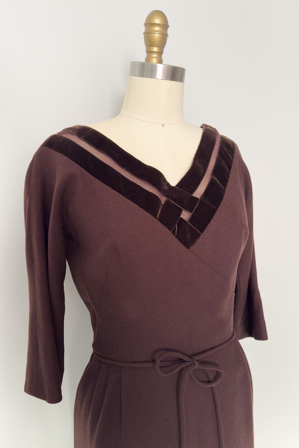 Miss T by Terry-Allen True Vintage Chocolate Brown Wiggle Dress - FINAL SALE