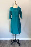 Vintage Teal Wiggle Dress  Mad Men Style, 36" Bust