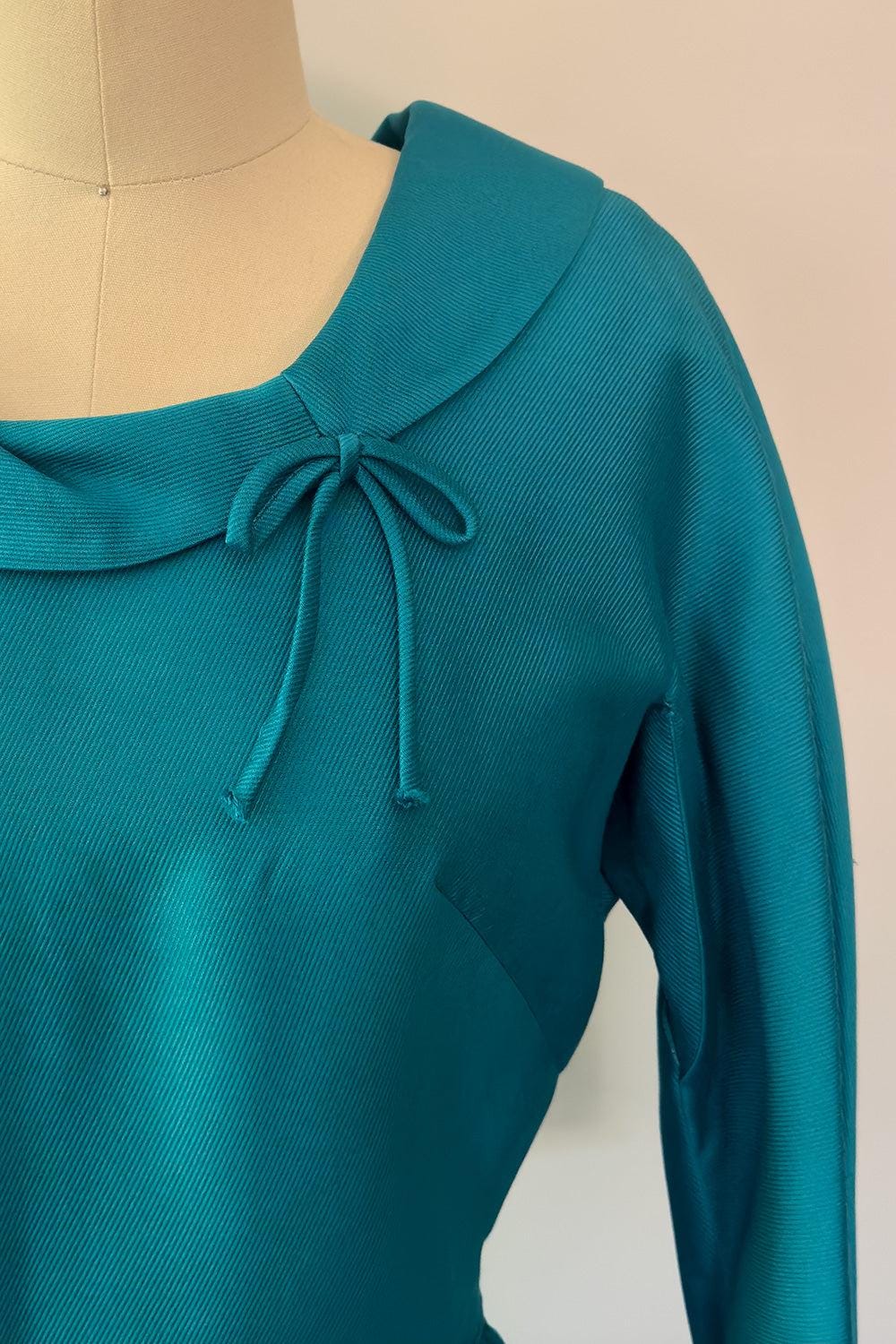Vintage Teal Wiggle Dress  Mad Men Style, 36" Bust