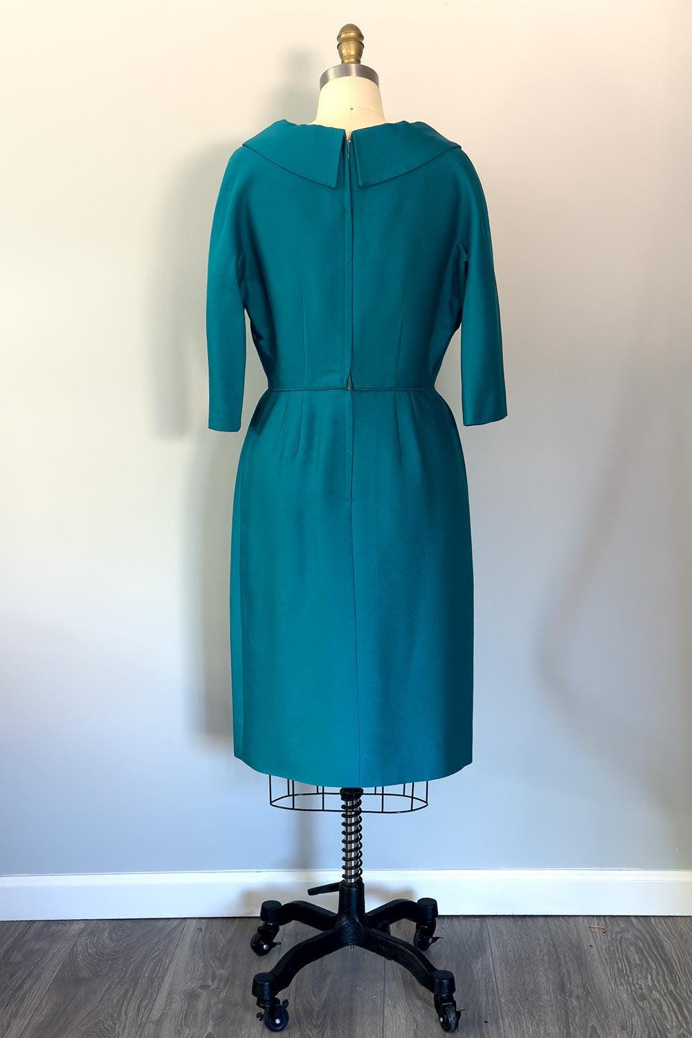 Vintage Teal Wiggle Dress  Mad Men Style, 36" Bust