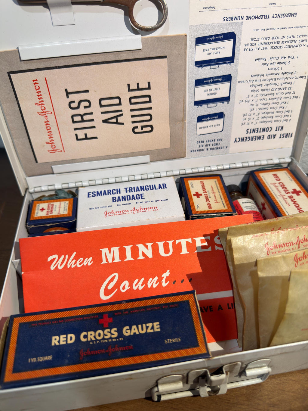 Vintage Johnson & Johnson First Aid kit 1967