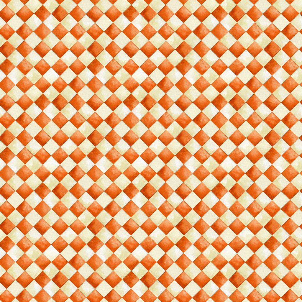 Halloween Check Harlequin Print Cotton Fabric Windham Fabrics in Orange and White