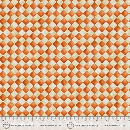 Halloween Check Harlequin Print Cotton Fabric Windham Fabrics in Orange and White