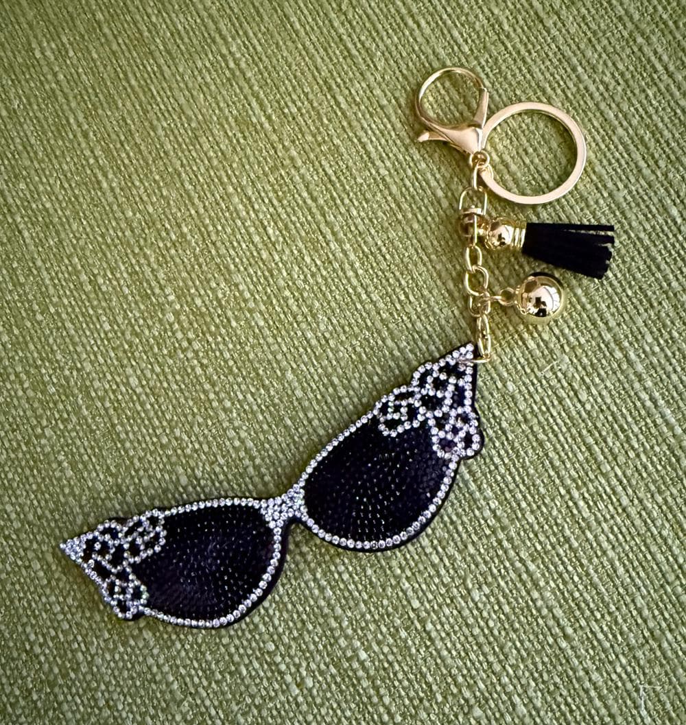 Cat Eye Rhinestone Bag Charm Keychain