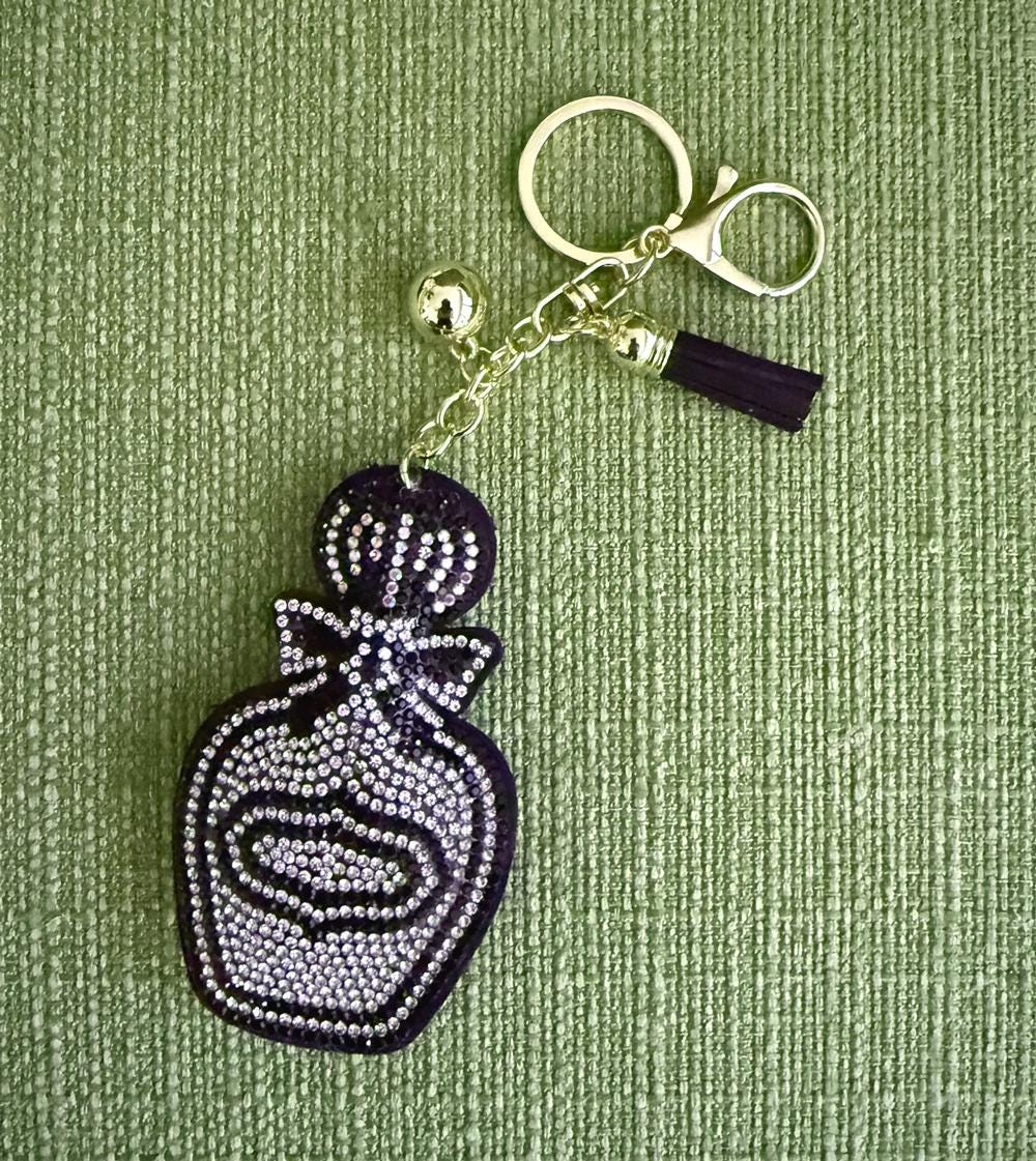Perfume Bottle Rhinestone Bag Charm Keychain