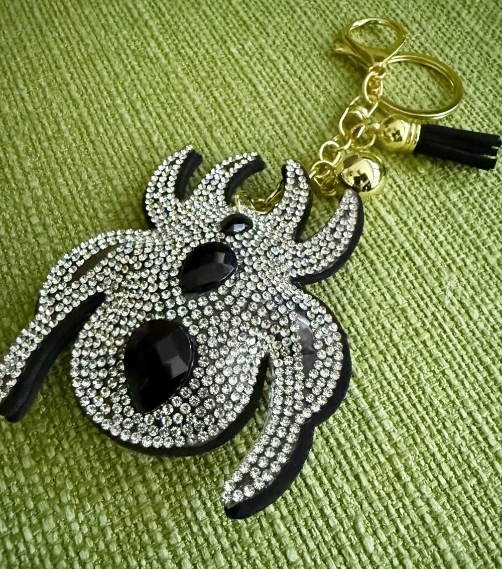 Spider Rhinestone Bag Charm Keychain