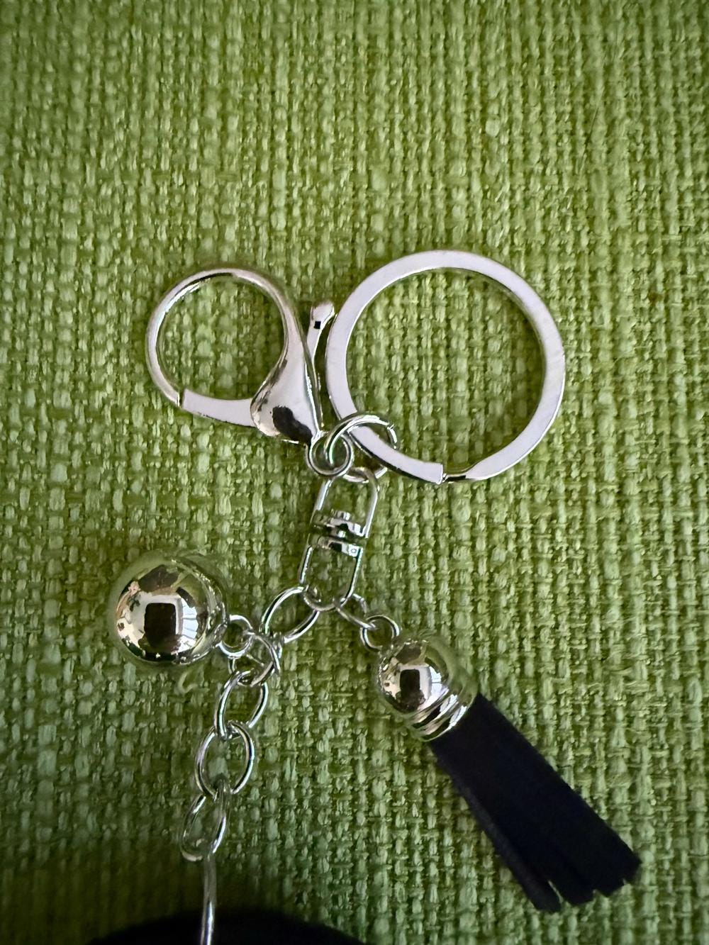 Rhinestone Ghost Charm Keychain with Gold Clasp and Tassel