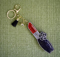 Red Lipstick Rhinestone Bag Charm Keychain