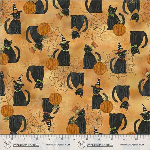 Black Cat Print Cotton Fabric Windham Fabrics