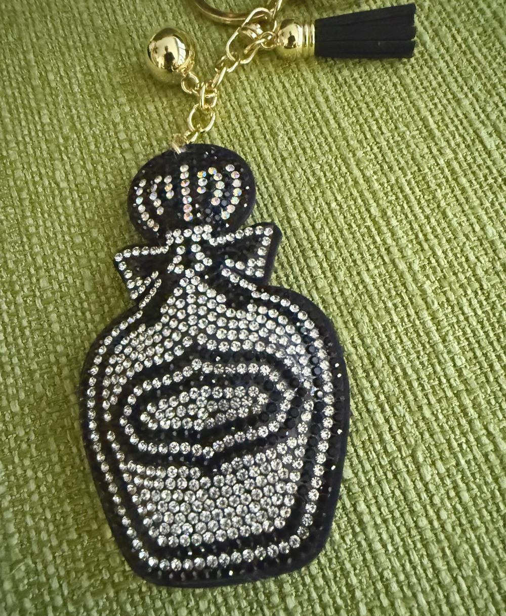 Perfume Bottle Rhinestone Bag Charm Keychain