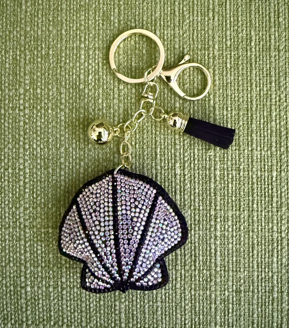 Mermaid Sea Shell Rhinestone Bag Charm Keychain