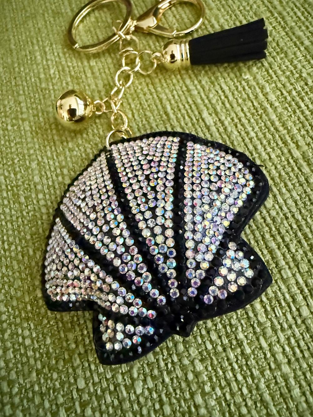 Mermaid Sea Shell Rhinestone Bag Charm Keychain
