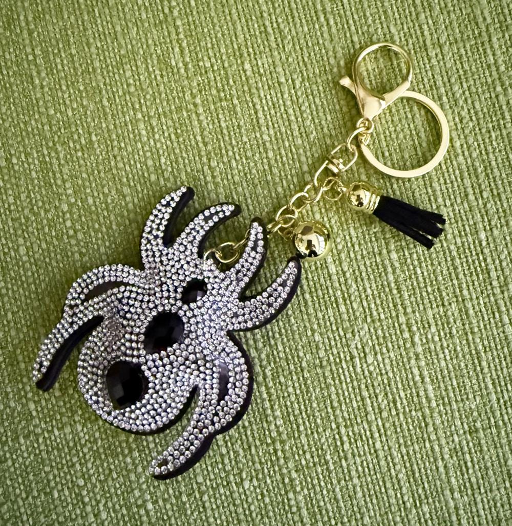 Spider Rhinestone Bag Charm Keychain